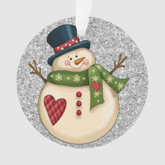 Entzückender Schneemann-Schmuck oder -Anhänger Ornament (Vorderseite)