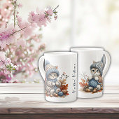 Entzückender Strickende Kätzchen Bone China Becher Porzellantasse
