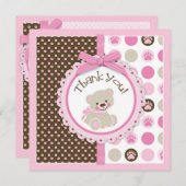 Entzückender Teddybär danken Ihnen, Rosa zu Dankeskarte (Vorne/Hinten)