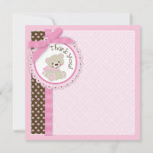 Entzückender Teddybär danken Ihnen, Rosa zu Dankeskarte (Rückseite)