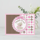 Entzückender Teddybär danken Ihnen, Rosa zu Dankeskarte (Stehend Vorderseite)
