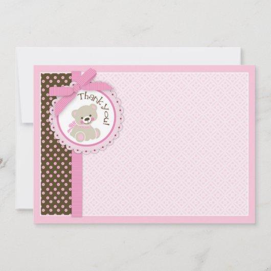 Entzückender Teddybär danken Ihnen, Rosa zu Dankeskarte (Rückseite)