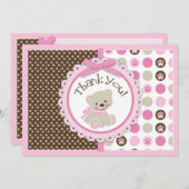 Entzückender Teddybär danken Ihnen, Rosa zu Dankeskarte (Vorne/Hinten)