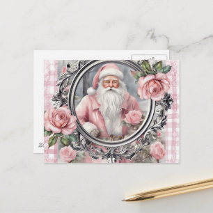 Entzückender vintage rosa Weihnachtsmann Postkarte