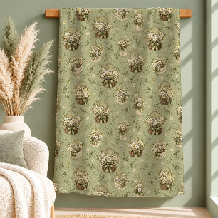 Entzückender vintage shabby chic weißer Gänseblümc Sherpadecke