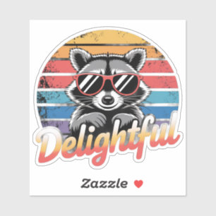 Entzückender Waschbär Retro mit Sonnenbrille Aufkleber