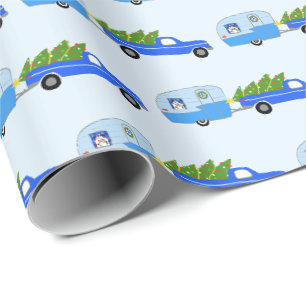 Entzückender Weihnachts-Camper-Vintage-Anhänger RV Geschenkpapier