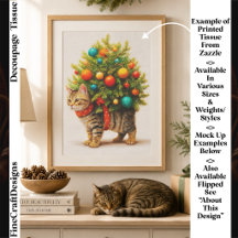 Entzückender Weihnachtsbaum-Katzendekoupage FN8L