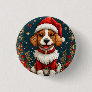 Entzückender Weihnachtshund Button