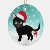 Entzückender Weihnachtsmannmütze-SchwarzesKitty in Keramik Ornament (Links)