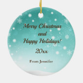 Entzückender Weihnachtsmannmütze-SchwarzesKitty in Keramik Ornament (Hinten)