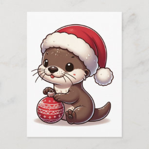 Entzückender Weihnachtsotter mit Ornament Postkarte