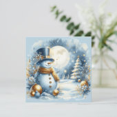 Entzückender, wunderlicher Schneemann, anpassbar Feiertagskarte (Stehend Vorderseite)