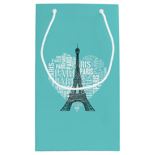 Entzückendes Aqua Eiffel-Turm-Liebe-Paris | Kleine Geschenktüte (Rückseite)