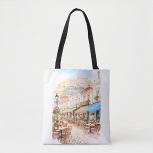 Entzückendes Athen Griechenland Straße Aquarell Tasche