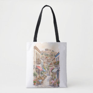 Entzückendes Athen Griechenland Straße Aquarell Tasche