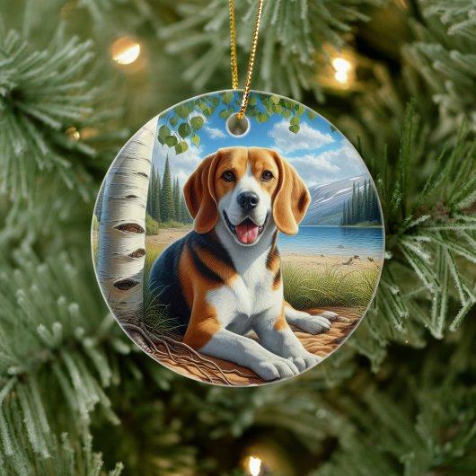 Entzückendes Beagle-Andenken Keramik Ornament