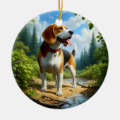 Entzückendes Beagle-Andenken Keramik Ornament (Vorne)