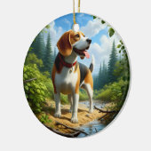 Entzückendes Beagle-Andenken Keramik Ornament (Links)
