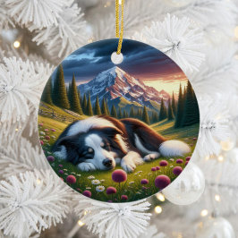 Entzückendes Border Collie-Hund-Andenken Keramik Ornament