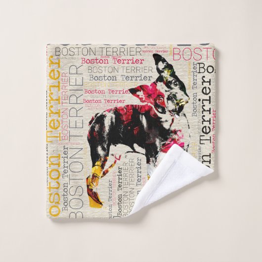 Entzückendes Boston Terrier Badhandtuch Set (Waschlappen)