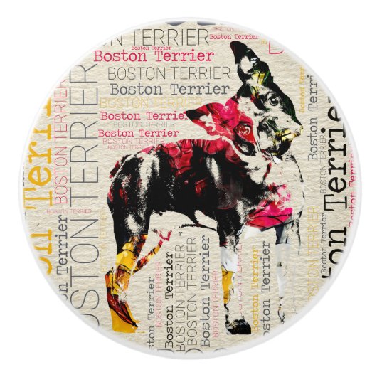 Entzückendes Boston Terrier Keramikknauf (Vorderseite)