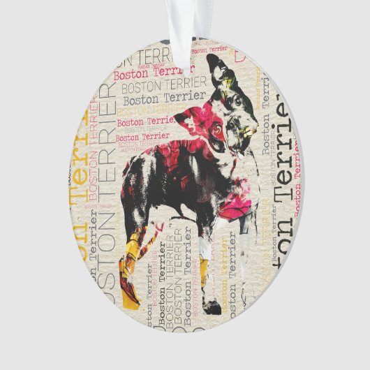 Entzückendes Boston Terrier Ornament (Vorderseite)