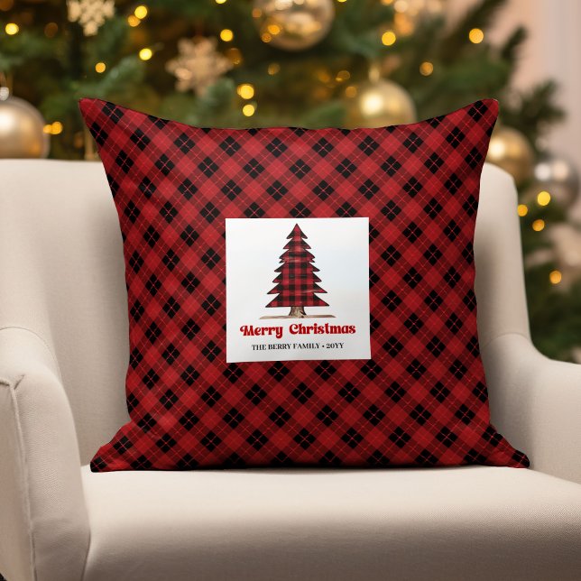 Entzückendes Buffalo-Karo-Personalisiertes Weihnac Kissen (Charming Buffalo Plaid Personalized Christmas Pillow)