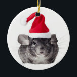 Entzückendes Chinchilla-Sankt-Modell Keramikornament<br><div class="desc">Sankt-Weihnachtsfeiertagsschneewinters der Chinchilla Fotoliebhaber-Geschenkgeburtstag des grauen grauen niedlichen entzückenden lustiger</div>