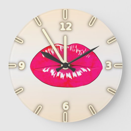 Entzückendes cooles Trendy , Lippen - Große Wanduhr (Vorderseite)