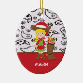 Entzückendes Cowgirl mit Cowboystiefel-Verzierung Keramikornament (Rechts)