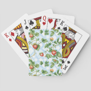 Entzückendes Erdbeer- und Blattmuster – Vintage Spielkarten