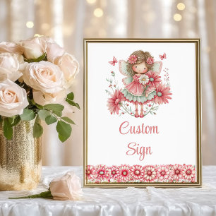 Entzückendes Feen-Mädchen Errötend Blumen Geburtst Poster