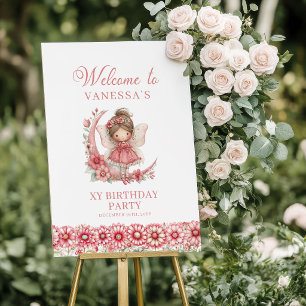 Entzückendes Feen-Mädchen Errötendes Blumen Geburt Poster