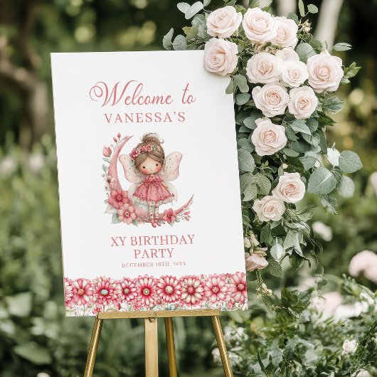 Entzückendes Feen-Mädchen Errötendes Blumen Geburt Poster