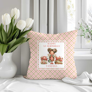 Entzückendes Feen-Rosa-Blumen-Geburtstagskissen Kissen