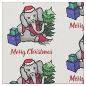 Entzückendes frohe Weihnachten Sant Elefant-Muster Stoff (Nahaufnahme)