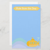 Entzückendes gelbes Unterseeboot Underwater Briefpapier (Vorne/Hinten)