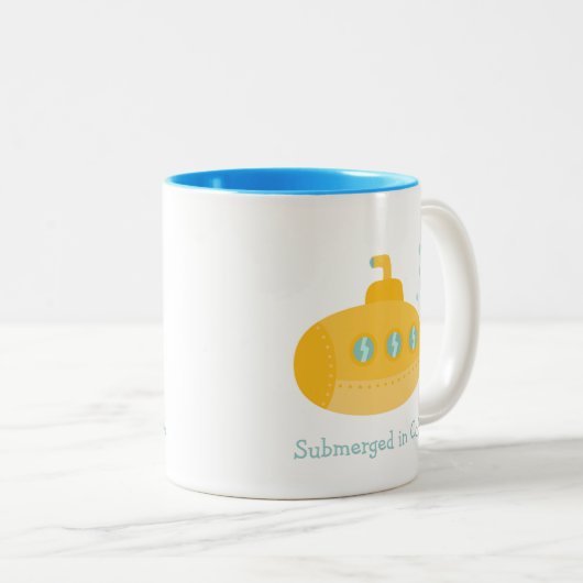 Entzückendes gelbes Unterseeboot Underwater Zweifarbige Tasse (VorderseiteRechts)