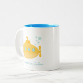 Entzückendes gelbes Unterseeboot Underwater Zweifarbige Tasse (Vorderseite Links)