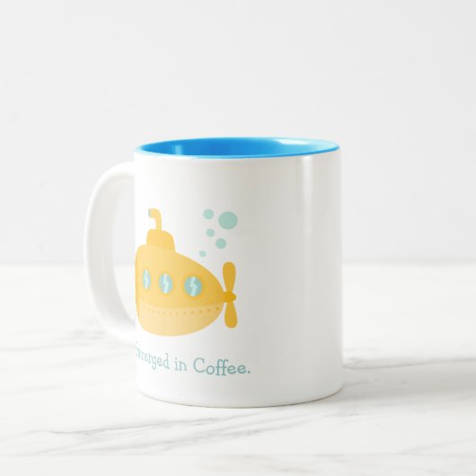 Entzückendes gelbes Unterseeboot Underwater Zweifarbige Tasse (Vorderseite Links)