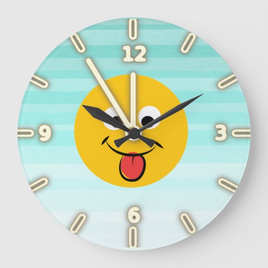 Entzückendes glückliches Emoji Gesicht-Ist immer Große Wanduhr (Vorderseite)