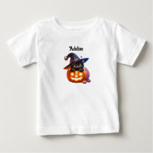 Entzückendes Halloween-Katzen-Kürbis-Design Baby T-shirt