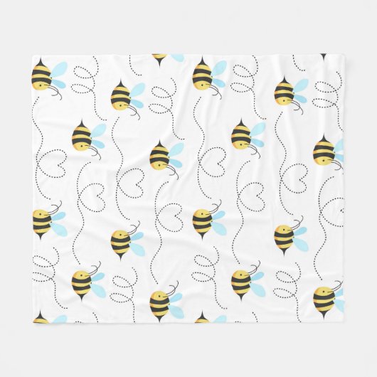 Entzückendes Hummel-Bienen-Muster Fleecedecke (Vorderseite (Horizontal))