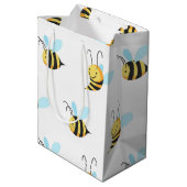 Entzückendes Hummel-Bienen-Muster Mittlere Geschenktüte (Rückseite Schrägansicht)