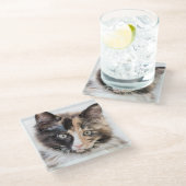 Entzückendes Kaliko-Kätzchen Glasuntersetzer (Schrägansicht)