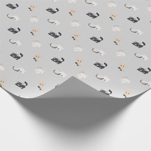 Entzückendes Katzen-Muster Geschenkpapier (Ecke)