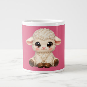 Entzückendes lächelndes Lamm-Cartoon-Design-Banner Jumbo-Tasse
