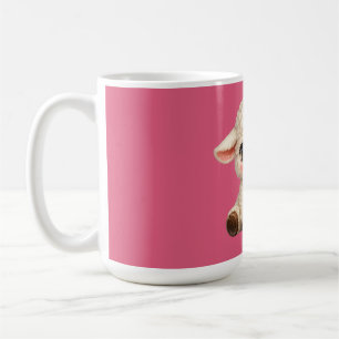 Entzückendes lächelndes Lamm-Cartoon-Design-Banner Kaffeetasse