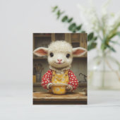 Entzückendes Lamm in der Küche Postkarte (Stehend Vorderseite)